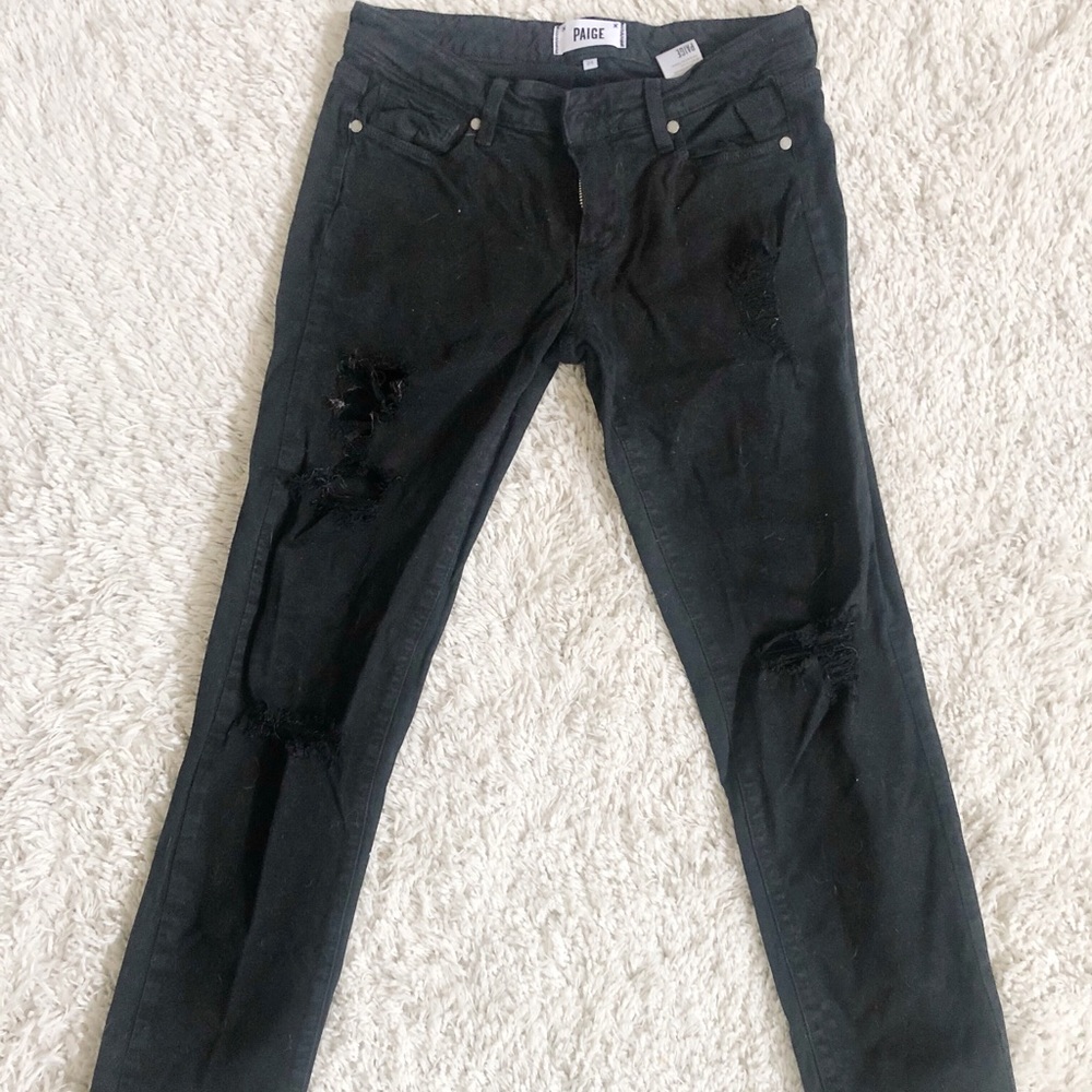 Paige denim distress black skinny jeans